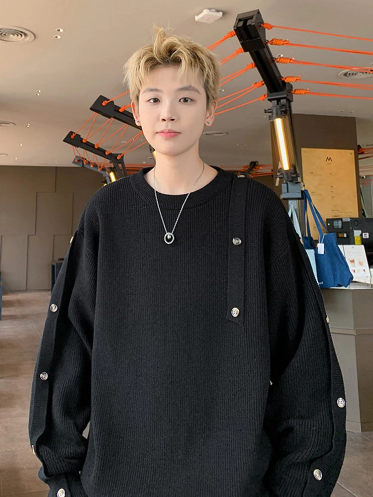 

Модный мужской вязаный свитер с круглым вырезом на пуговицах, зимний, повседневный, комфортный, с длинными рукавами, утепленный, в американском ретро-стиле