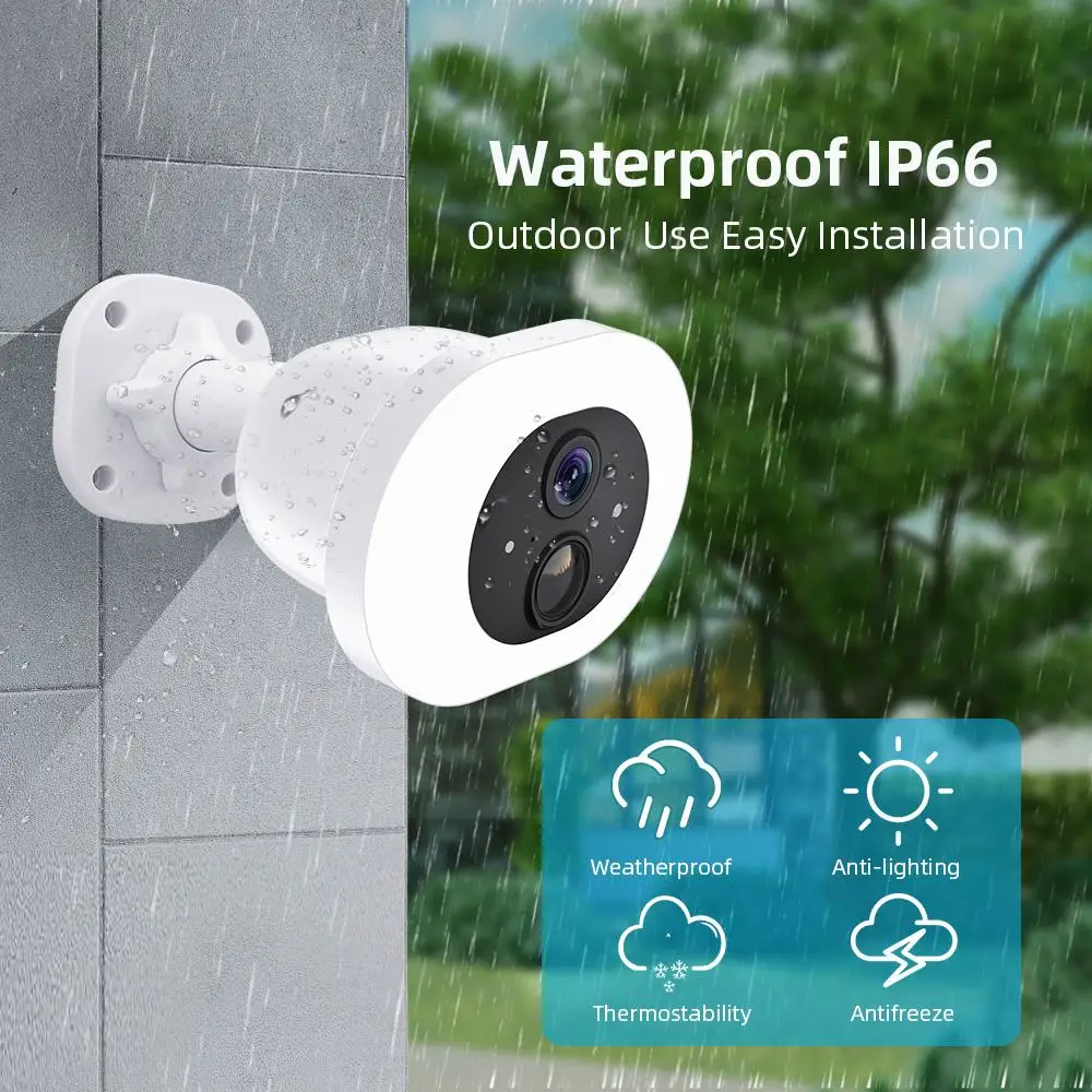 

2MP WiFi IP Camera 2.4G Outdoors Wireless Security Cam Color Night Vision PIR Human Detection IP66 Waterproof Two-way Audio