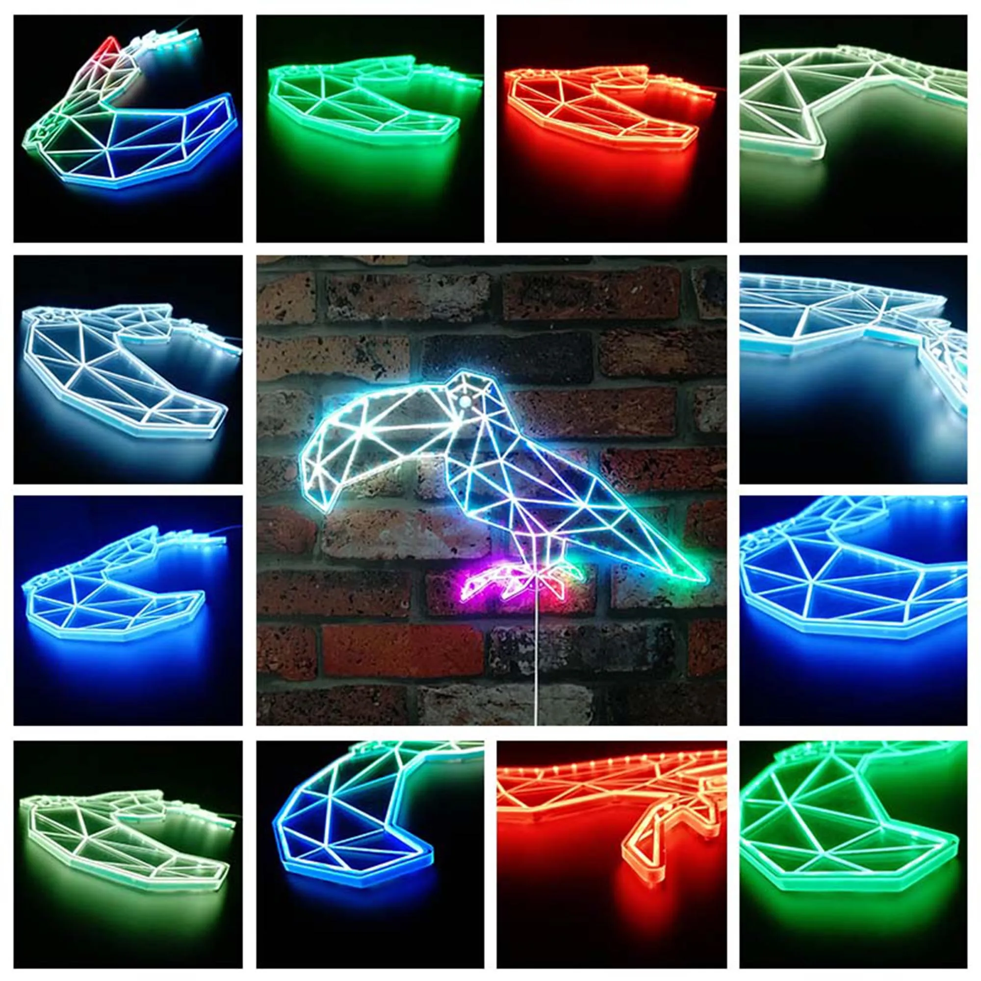 Toucan Geometric Tiki Bar Parrot Glam Led Neon Sign st06-fnd-i0021-c
