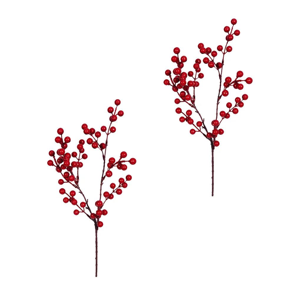 2 Pcs Christmas Decoration Red Fruit Decorations 2023 Ornaments Free Shipping and Offers Plant Table Artificial Acacia Beans