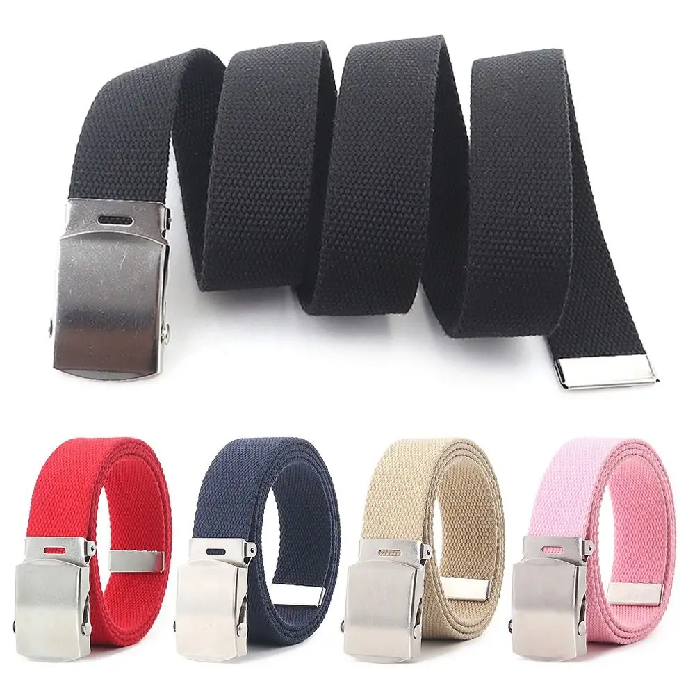 

Unisex Vintage Casual Silver Alloy Buckle Waistband Canvas Strap Weave Waist Band Nylon Braided Belt