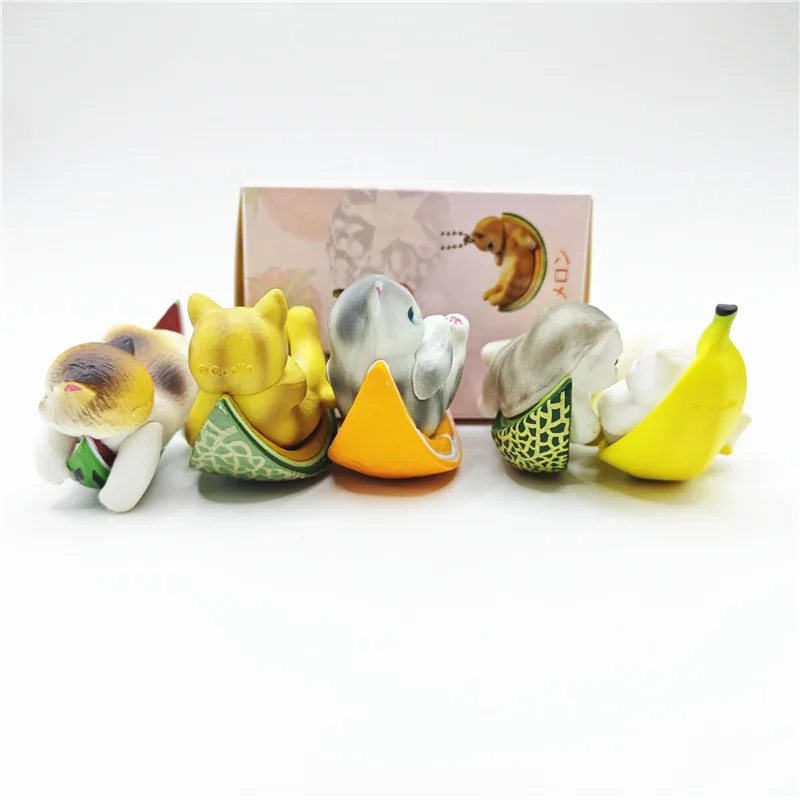 Cute Fruit Cat Figure Toy in Banana for Collectors and Kids Adorable Cat Doll Figurine