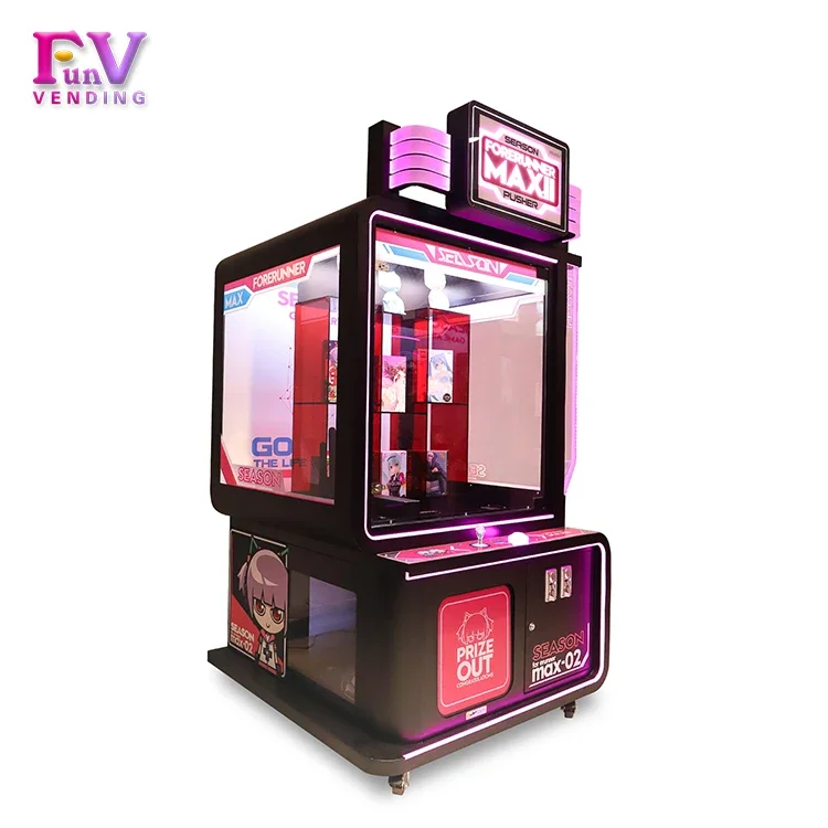 Hot selling Coin Operated Forerunner Max Pusher Machine Arcade Golden key master Prize Vending Simulator Game With Bill Acceptor