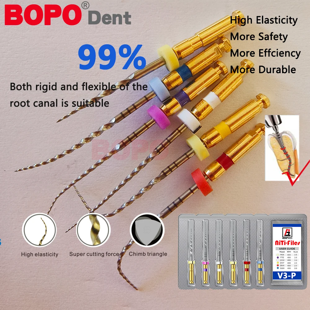 SX-F3 6pcs/BOX F2 Dental Root Canal File Heat-Activated Rotary Nitinol Tooth Pulp Endo Files Thermally Activated Nickel-Titanium