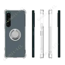 For Sony Xperia 10 VI 1 V 1VI 5 II 1 IV 1IV 5IV 10 III Lite Pro-I Back Ring Holder Bracket Phone Cover TPU Soft Silicone Case