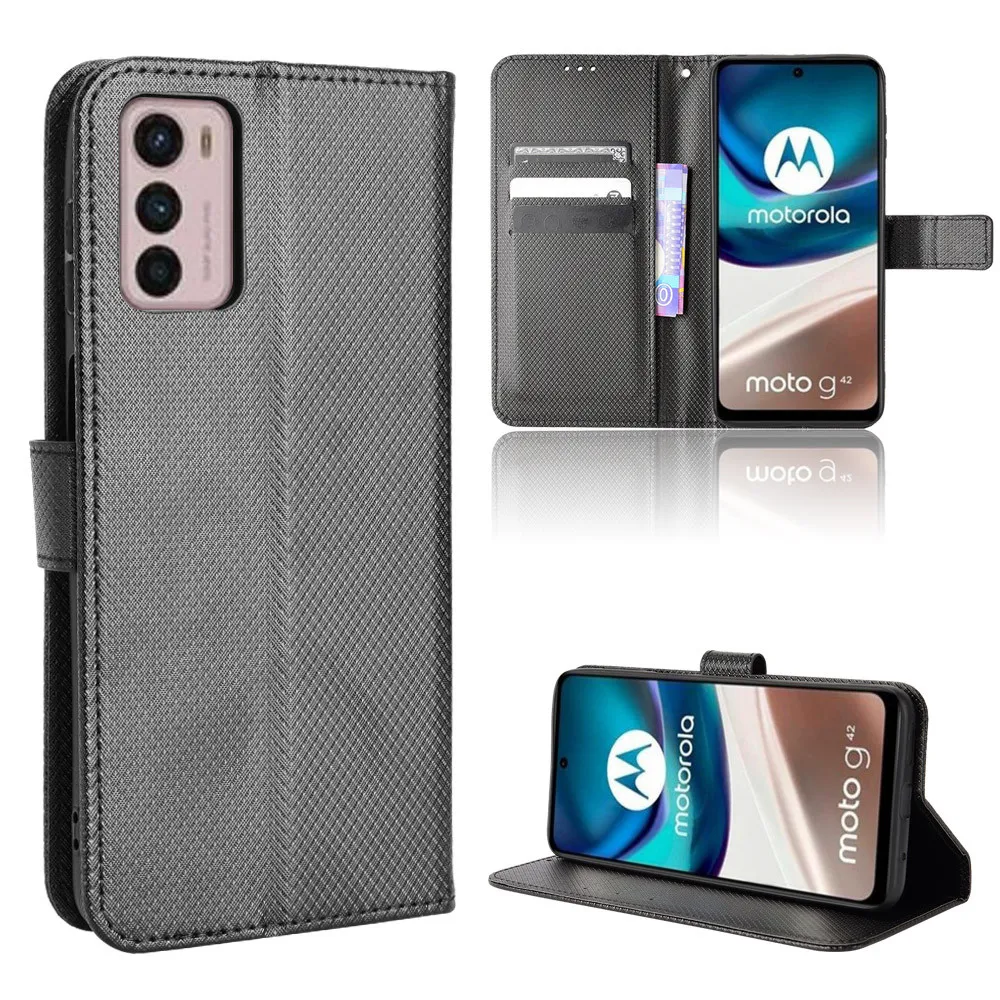 Para Moto G42 5G funda de lujo con patrón de diamante piel PU funda tipo billetera de cuero con soporte para Moto G42 G 42 MotoG42 bolsa de teléfono