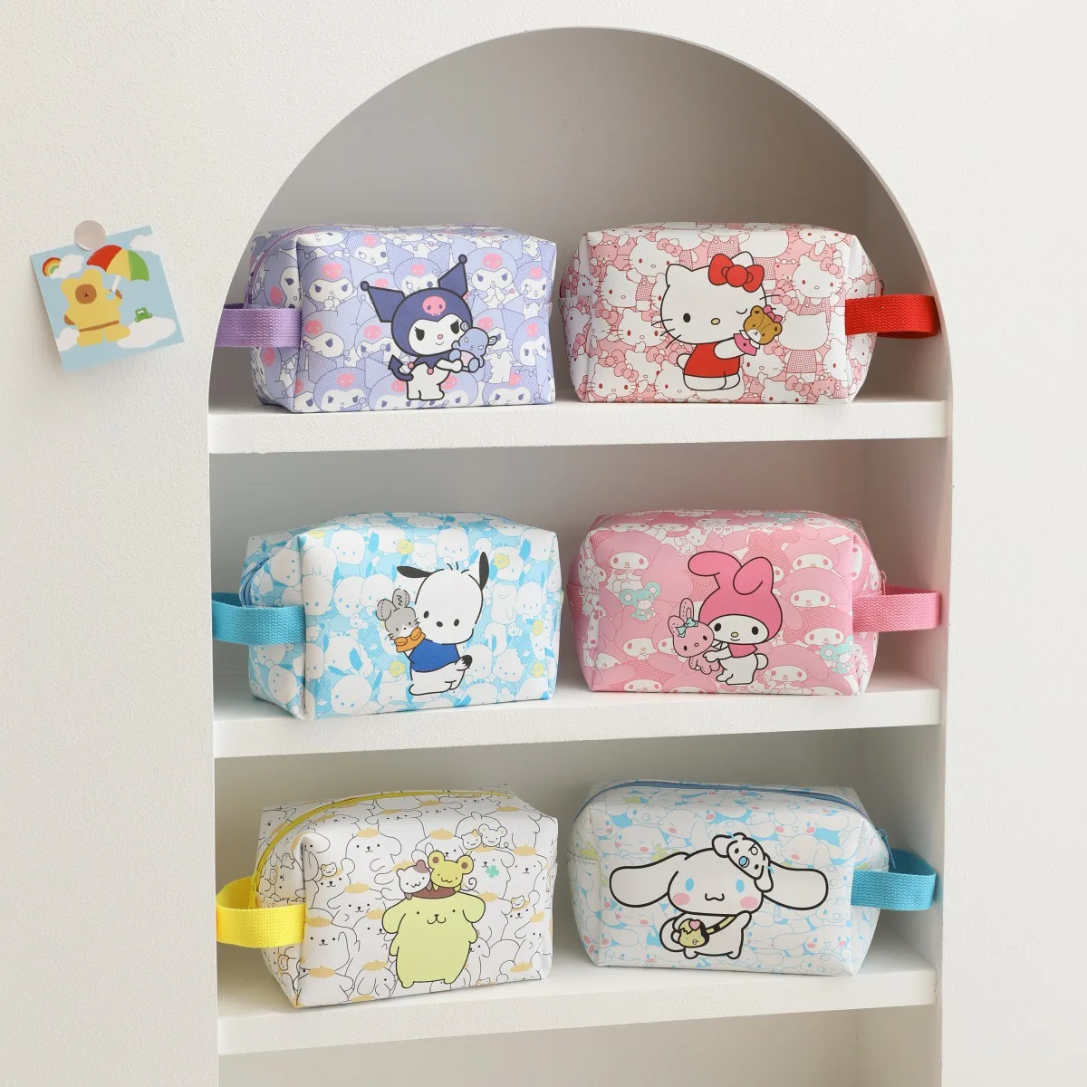 Sanrio Hello Kitty My Melody Cinnamoroll Kuromi PochaccoTravel Cosmetic Bag Daily toiletries storage bag Student stationery bag