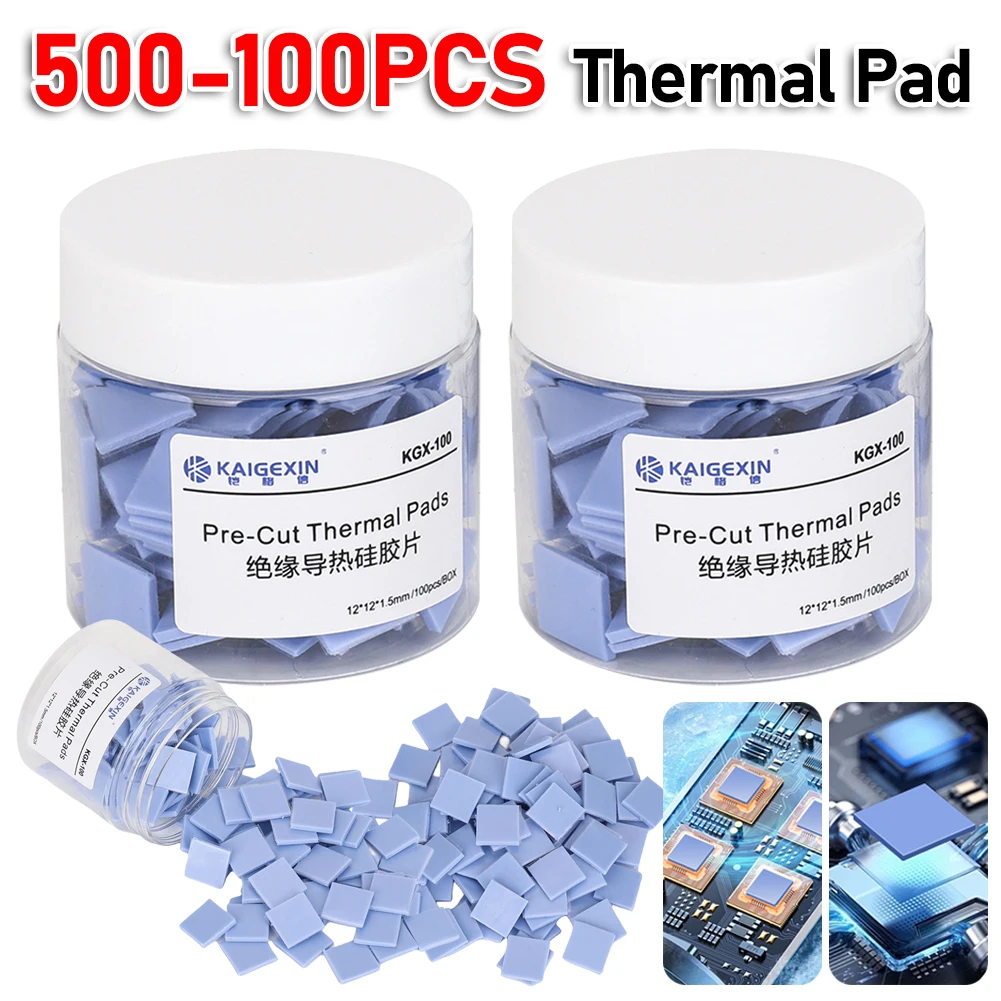 100pcs/set 2UUL Thermal Pad GPU CPU Heatsink Cooling Conductive Silicone Pad High Performance Thermal Pads 12x12x1.5mm