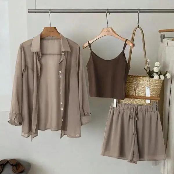 

Men's Casual Sportswear Set Pure Color Tee-piece Cross-Border New Model ort Sve T-irt And orts Fitn Outfit