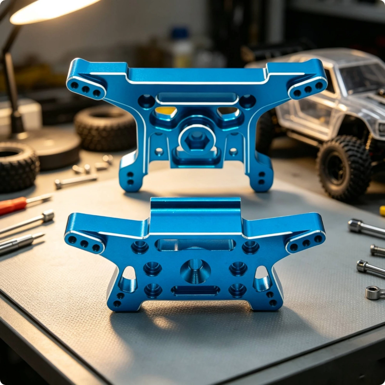 2 Pieces Shock Absorber Brackets Anodized RC Car Brackets with Mounting Holes Damping Mounts Lightweight for Hobby Builders