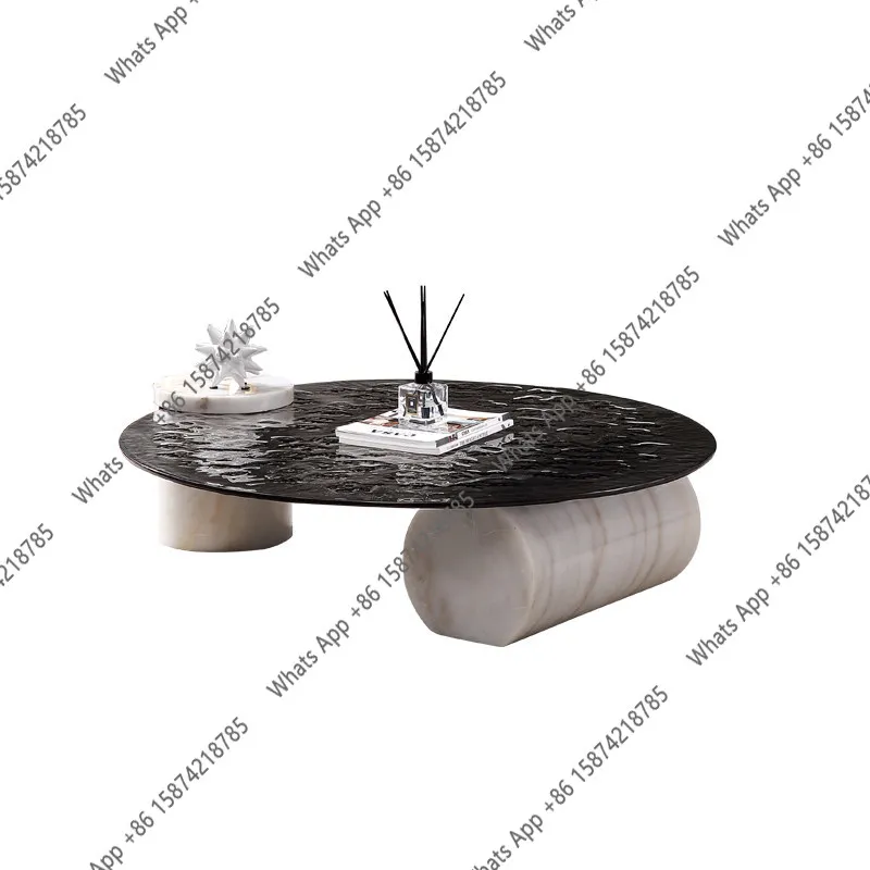Water ripple coffee table round tempered glass modern simple light luxury home small apartment living room designer