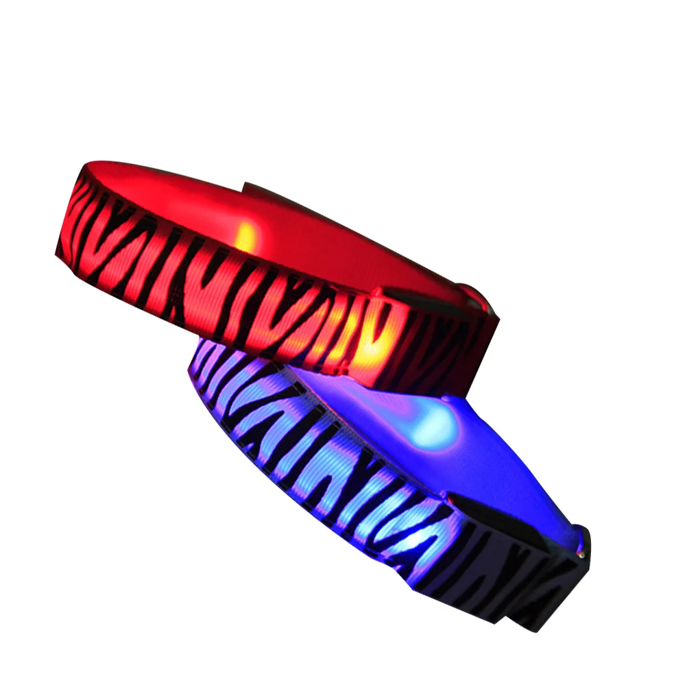 2 pcs Flashing Arm Bands Zebra Pattern Waterproof Slap Bracelets For Night Running Hiking Safety Reflective Wristbands Carnival