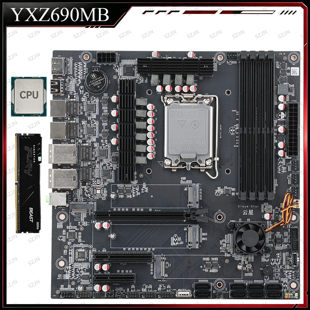 Z690 NAS Motherboard Low Power Consumption Support Intel LGA1700 CPU M.2 NVMe 8*SATA Ports AV1 Hardware Decoding mainboard