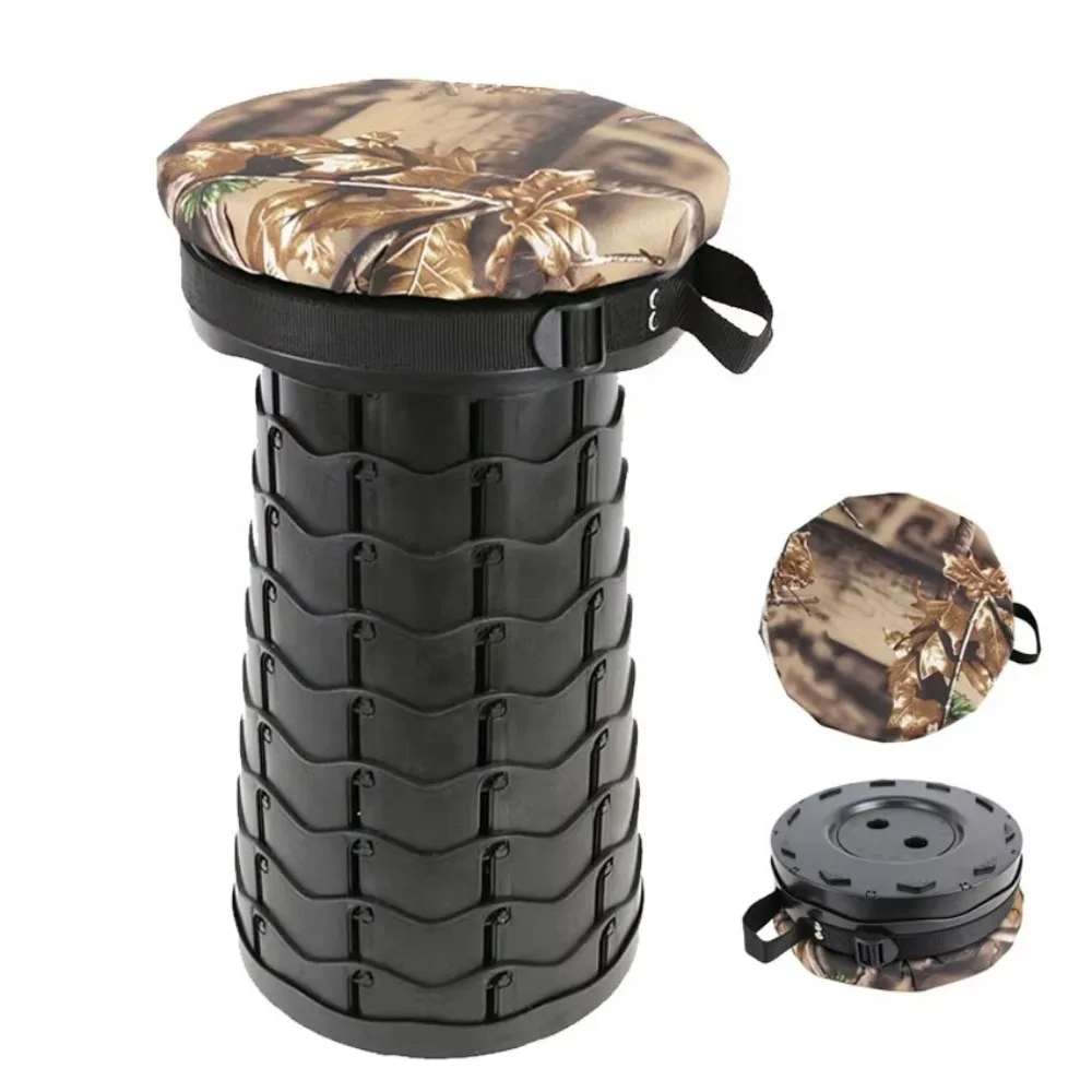 Outdoor Adjustable Folding Telescopic Stool Beach fishing camping Travel  Portable  360 degree swivel camo hunting accessories