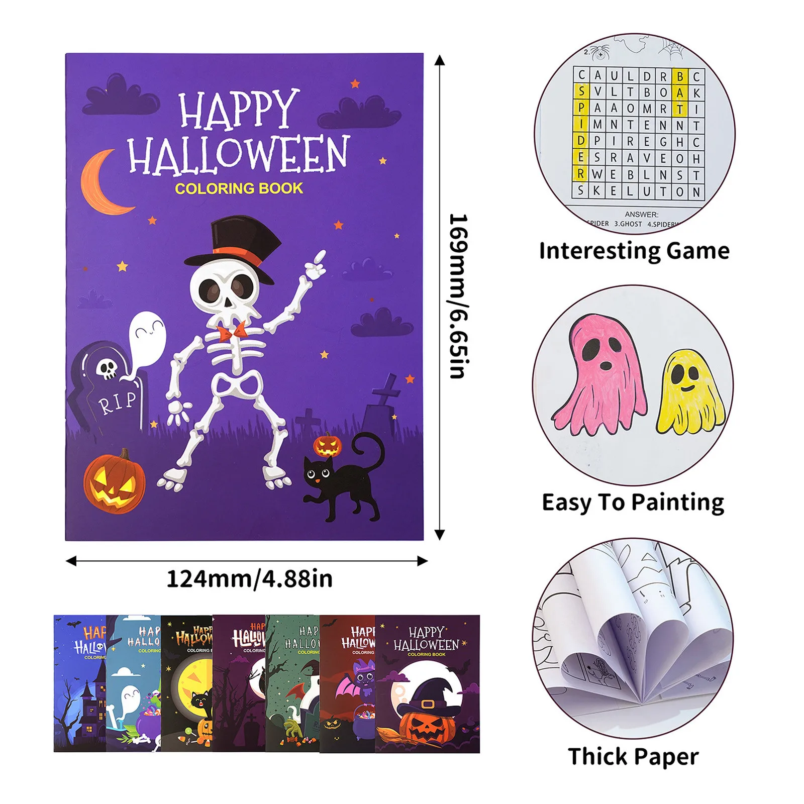 6 قطع من كتاب تلوين الهالوين المرسوم يدويًا، أفضل هدية للأطفال، زينة حفلات الهالوين، عناصر ذات الصلة، هدايا الحفلات #6