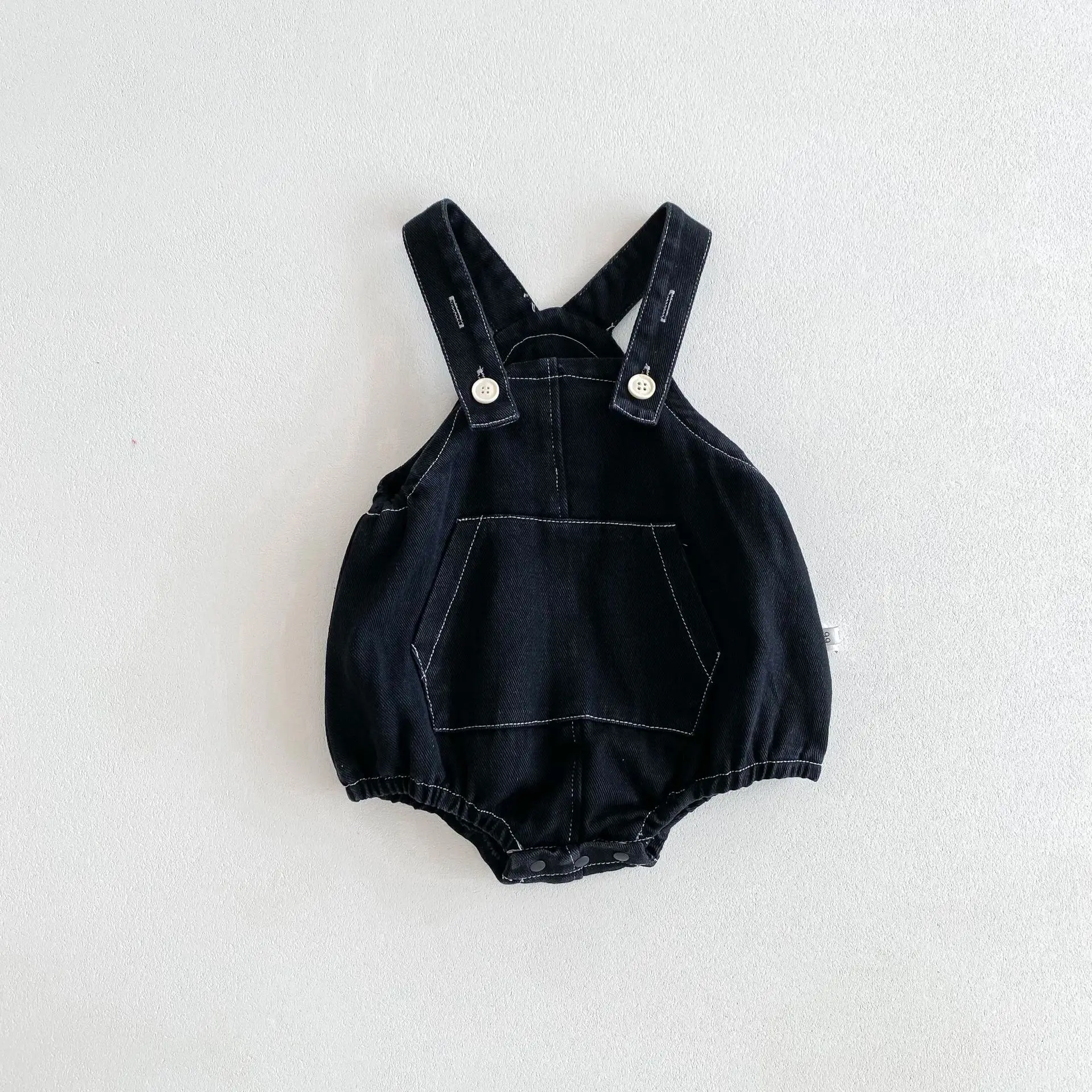 Autumn Newborn Infant Baby Boy Girls Cowboy Romper Big pocket Sleeveless Rompers  Kids Fashion Baby Clothing