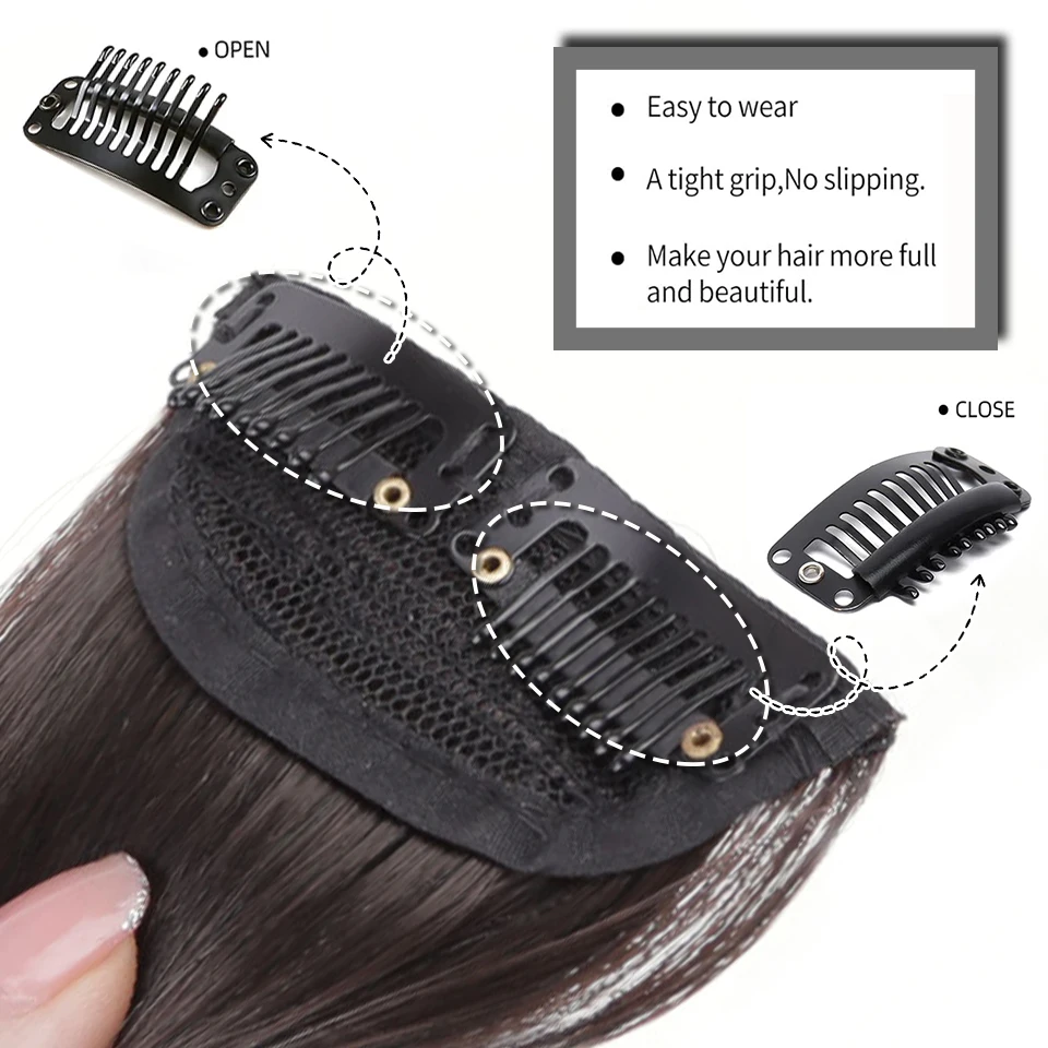 XINFEI Synthetische korte rechte pad Onzichtbare haarverlenging Voering van haar Top Side Cover Haarstukje voor dames