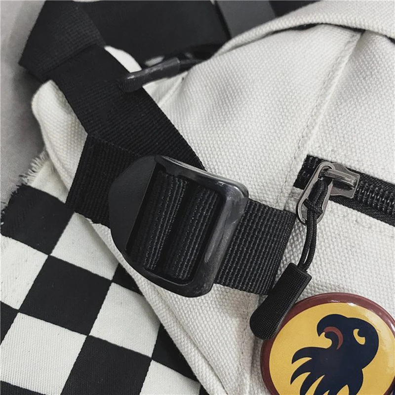 Shoulder Crossbody Bags Small Side Bag Men Women Chest Package Vintage Motorcycle Waist Black Fashion Canvas Black Messenger