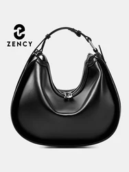 Zency Premium Genuine Leather Women's Handbag Luxury Hobo Bag Large Capacity Fashion Shoulder Bolsa for Wife Lover Girl Gift Sac