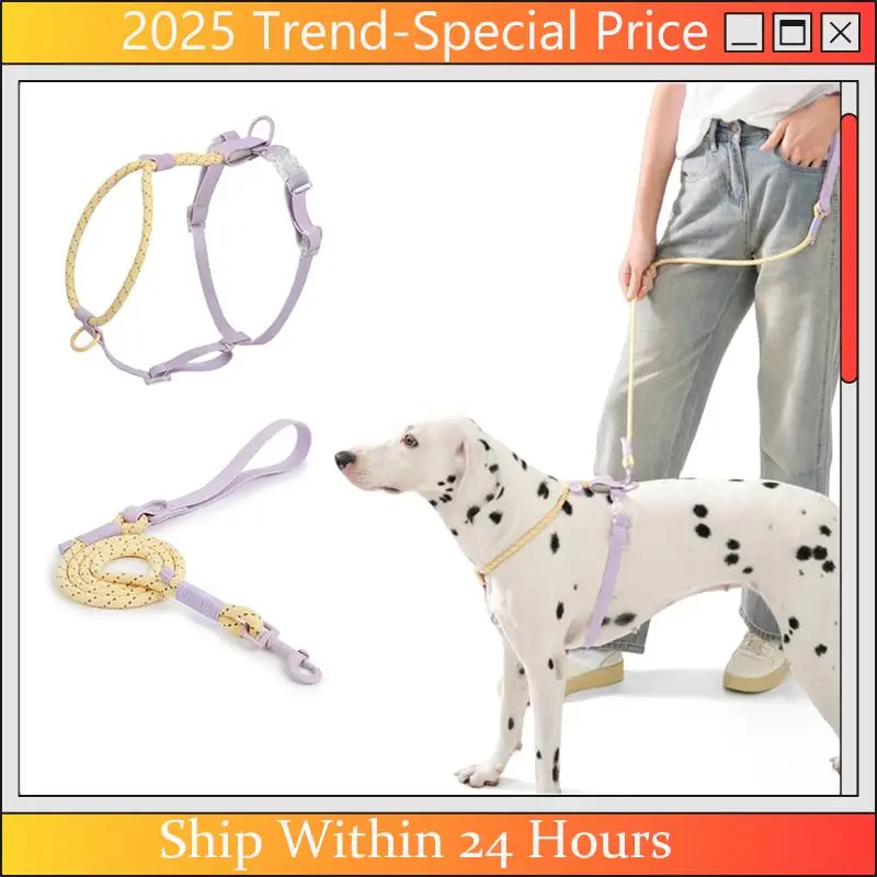 

AA64 Kawaii Summer Cooling Pet Harness Leash Set For Medium Large Dogs No Pull Nylon Adjustable Dog Harness Suit French