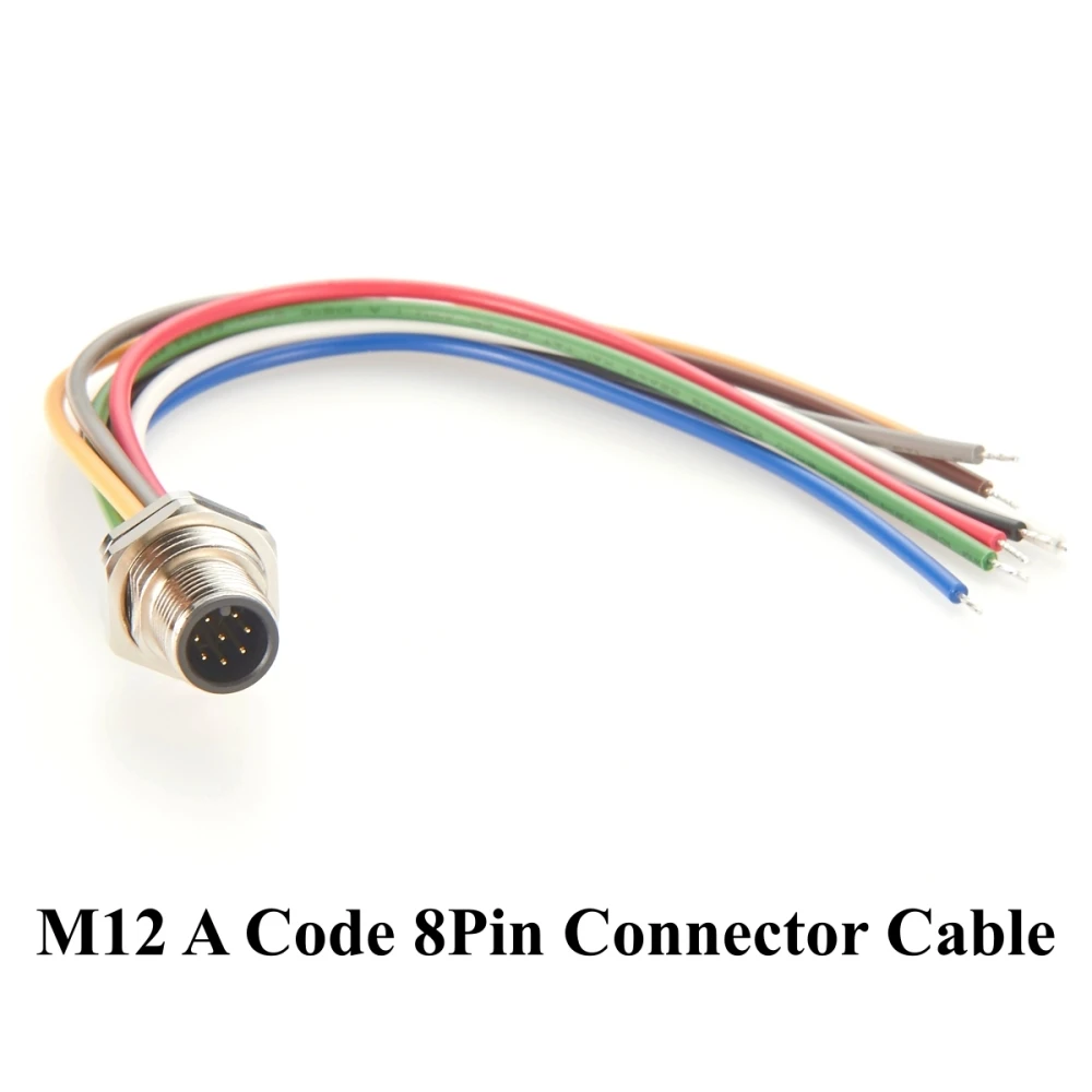 

Кабель-разъем M12 A-типа, 8-контактный, штекерный, водонепроницаемый IP67, для монтажа на лицевую панель, с предустановленным кабелем-пигтейлом для датчика