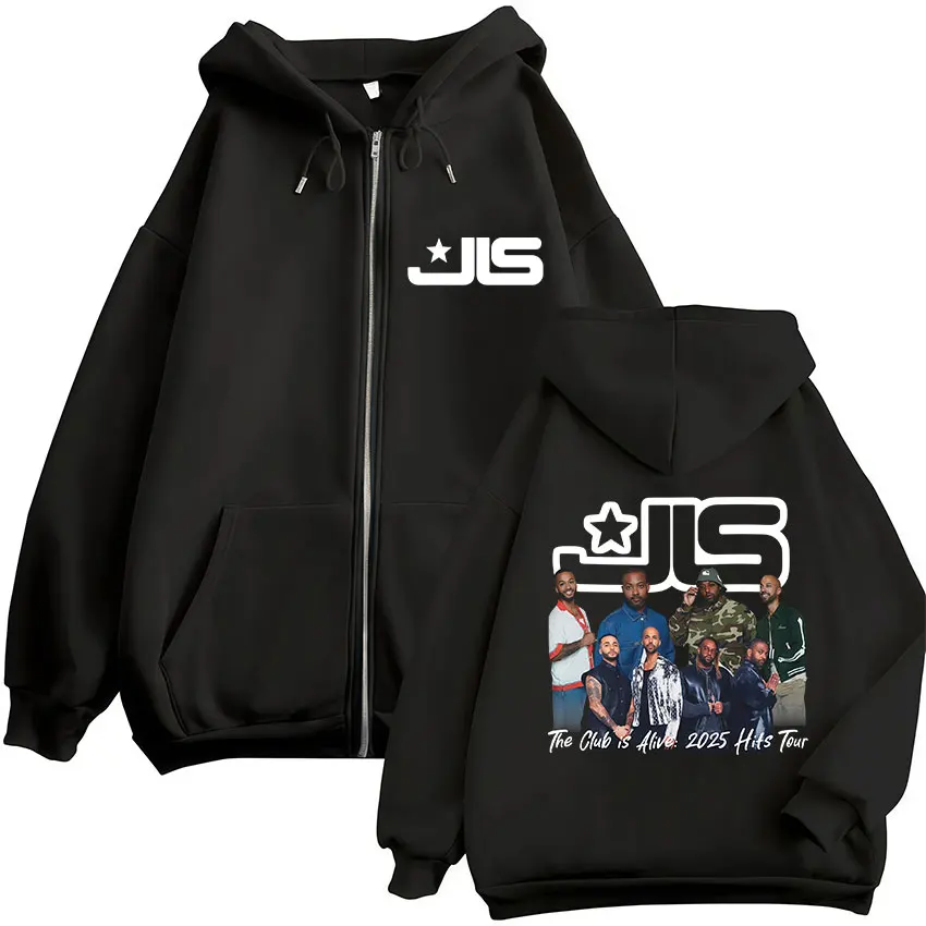 روك بريطاني الفرقة JLS The Club Is Alive Tour 2025 سستة هودي ملابس للرجال الهيب هوب المتضخم سترة البلوز Y2K الشارع الشهير