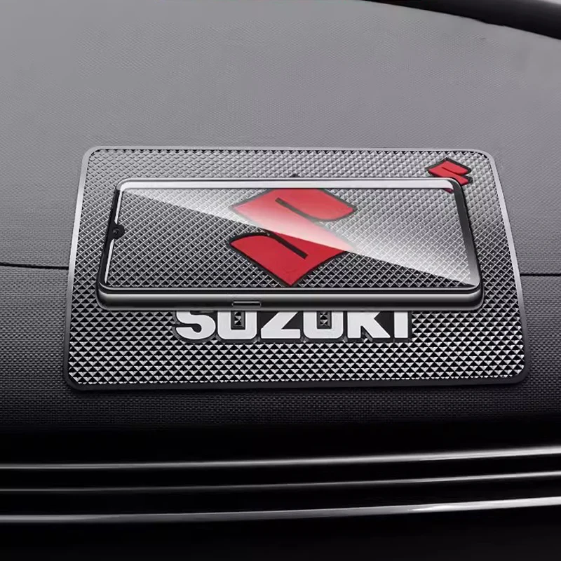 Car Emblems Anti-Slip Mat Dashboard Sticky Pad Non-slip Mat Holder For Suzuki Swift S-Cross Jimny Alto SX4 Vitara Baleno Samurai