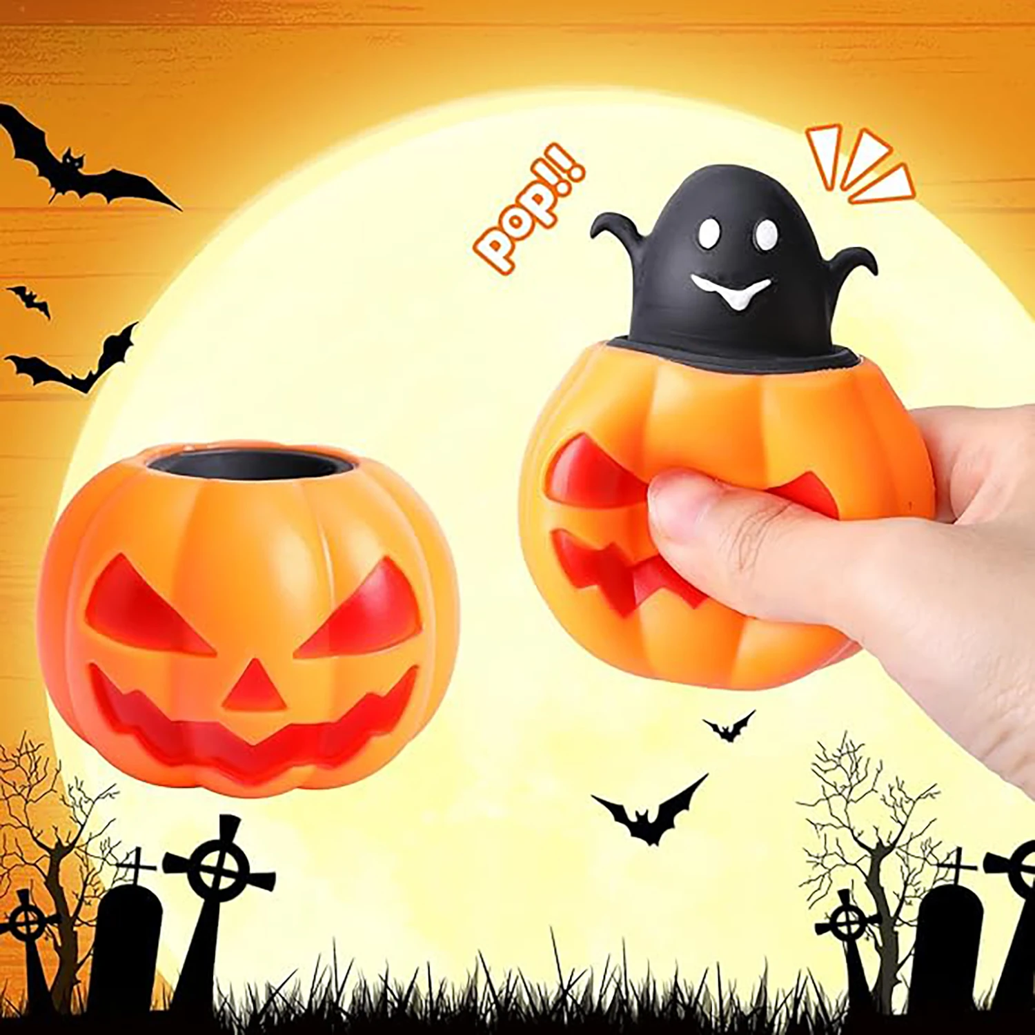 Pumpkin pressure ball Halloween party gift, suitable for children, girls, boys, squeezing sensory Fidget toys
