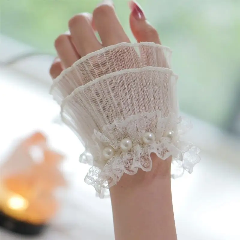 

652F Шифоновый жемчуг Кружевные рукава для рук Дышащие эластичные дизайнерские рукава для дизайна ногтей Для фотографий и особых