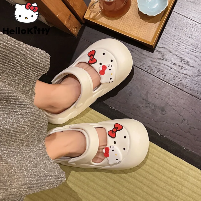 Sanrio Hello Kitty Spring Summer Light Weight Casual Versatile Shoes Y2k Fashion Thick Sole Soft Slippers Women Cute Sandals