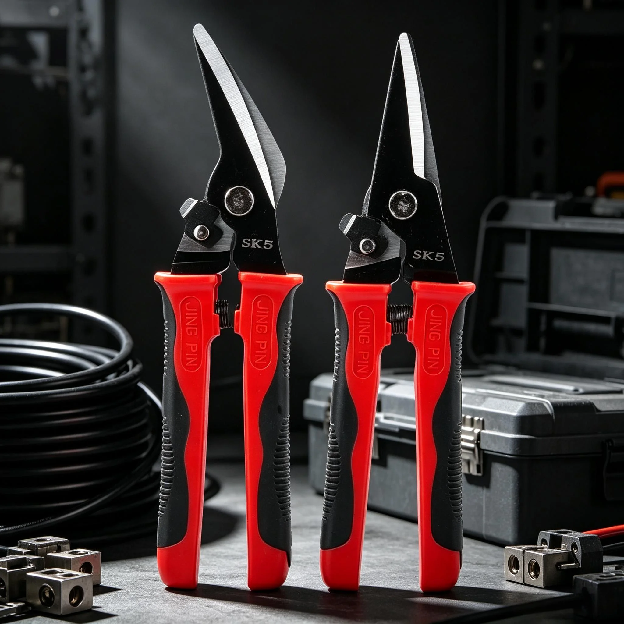Multifunctional Tin Snips 9-inch Straight/Curved Heads for Cutting Tin Stainless Steel Sheets Wire Mesh Keel Raceway