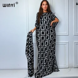 WINYI African Women boho print dress with belt abaya dubai luxury traditional outfit muslim sets woman maxi Dress evening dress