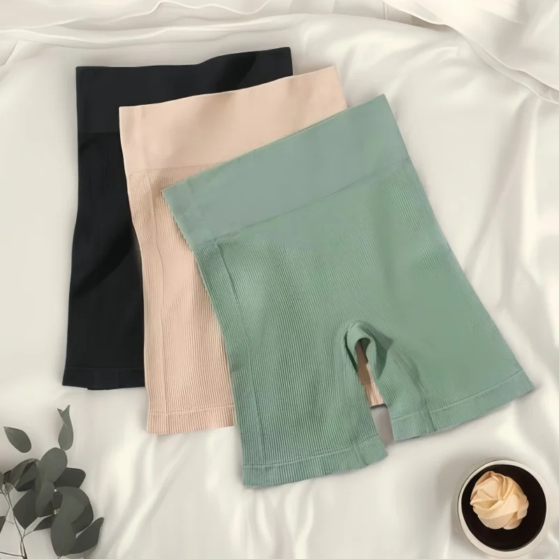 

Seamless Shorts For Women Sports Safety Short Pants High Waist Panties Shorts Ribbed Hips Lift Underwear Female Underpants