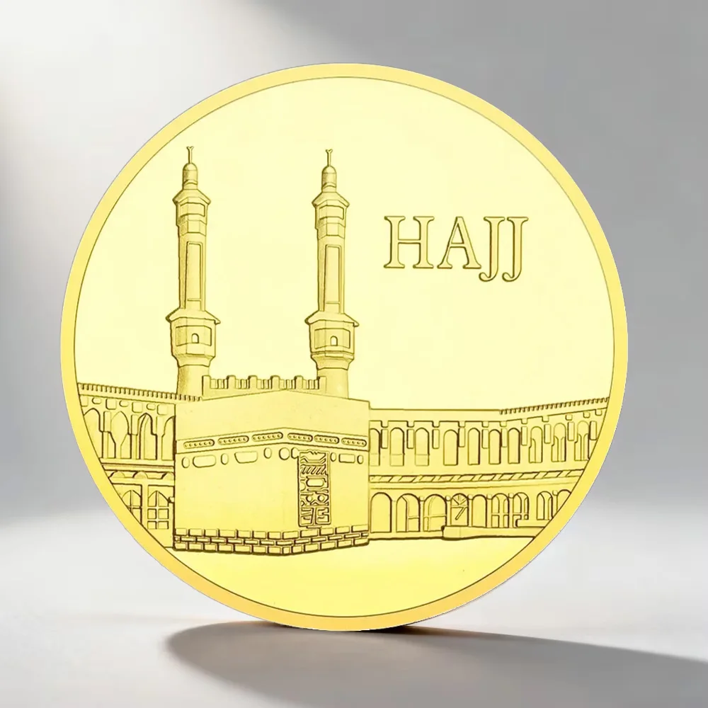 Islamic Hajj Gold Plated Souvenir Coins Arabic Muslim Collectible Coins Religious Gifts Home Decoration