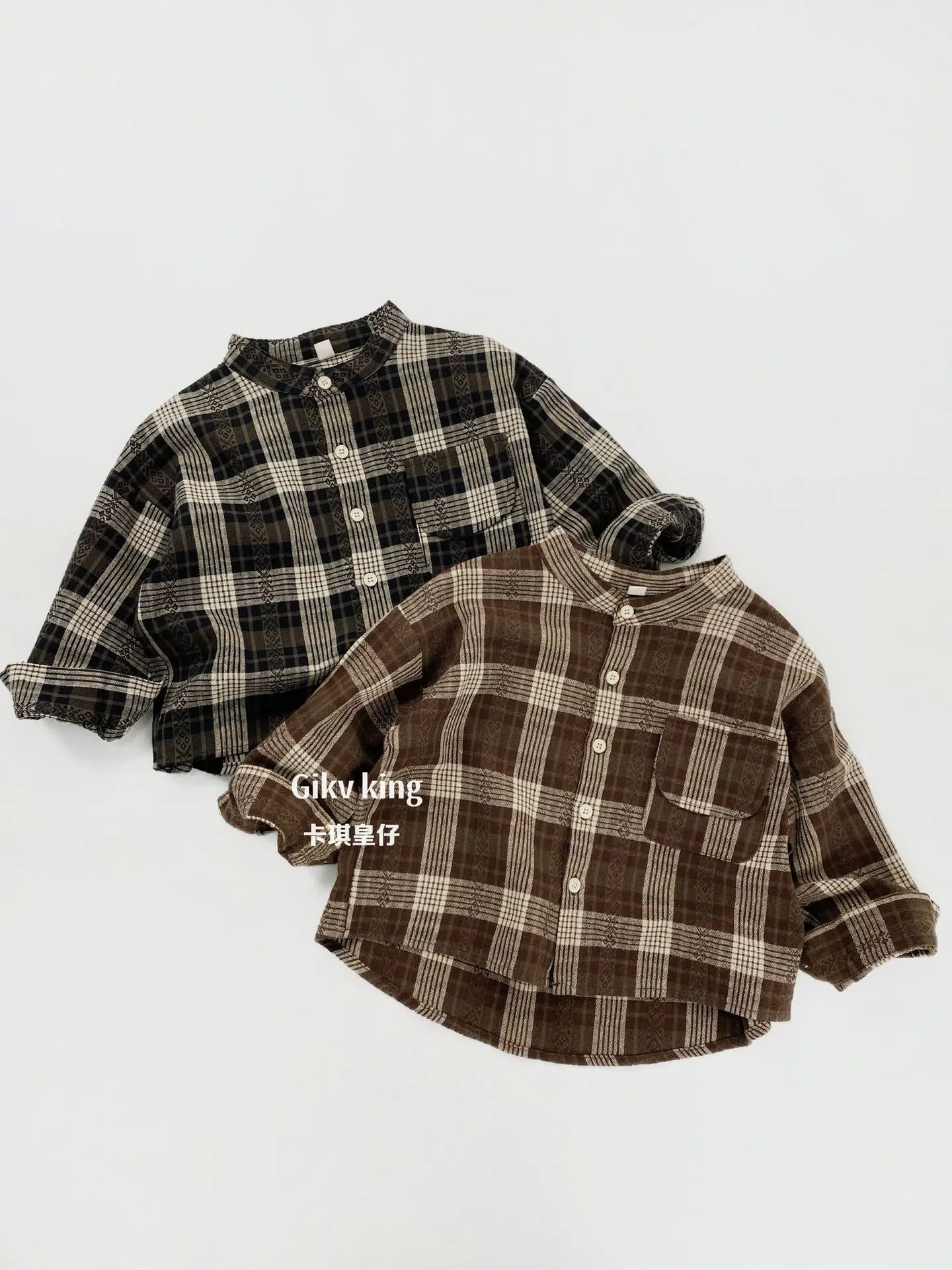 2026 Spring New Children Shirts Boys Vintage Plaid Shirts Girls Cotton Long Sleeve Tops Toddler Casual Jacket Kids Clothes