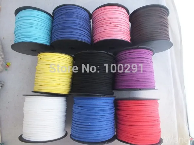 3MM 10 Colors Flat Suede Cord For DIY Jewelry Making 100Yards Per Roll