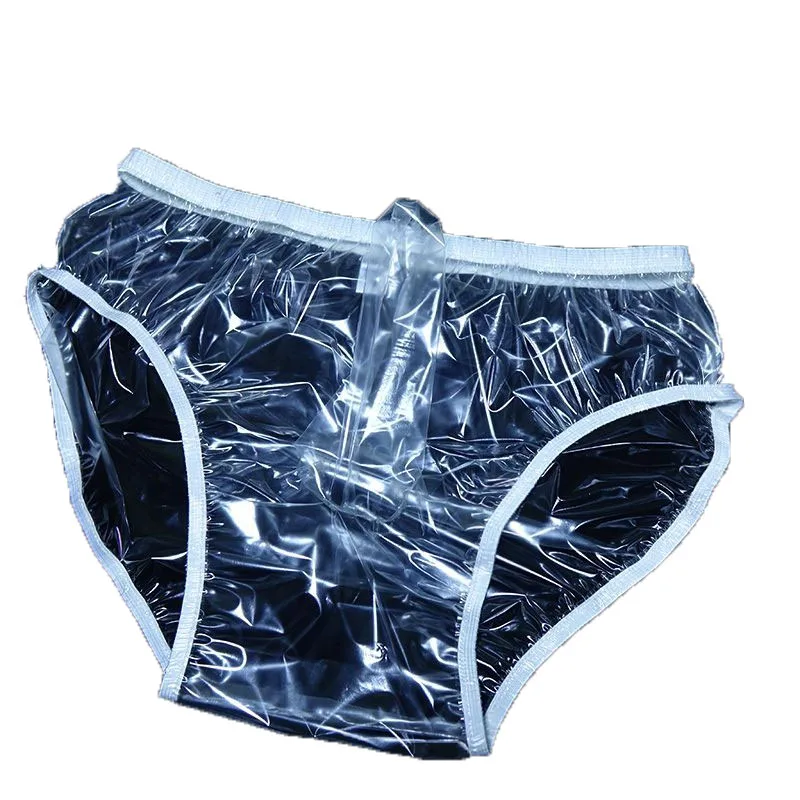 

PVC Plastic Men's Transparent Panties with Sheath Underpants Soft Silent Erotic Briefs Fetish BF Sexy Costumes