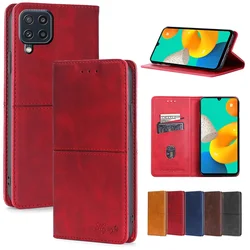 Logo embossed Retro Card Cover for Samsung Galaxy M52 M12 M51 M31S M31 Prime M22 M21 M21S Magnetic Book Style Case