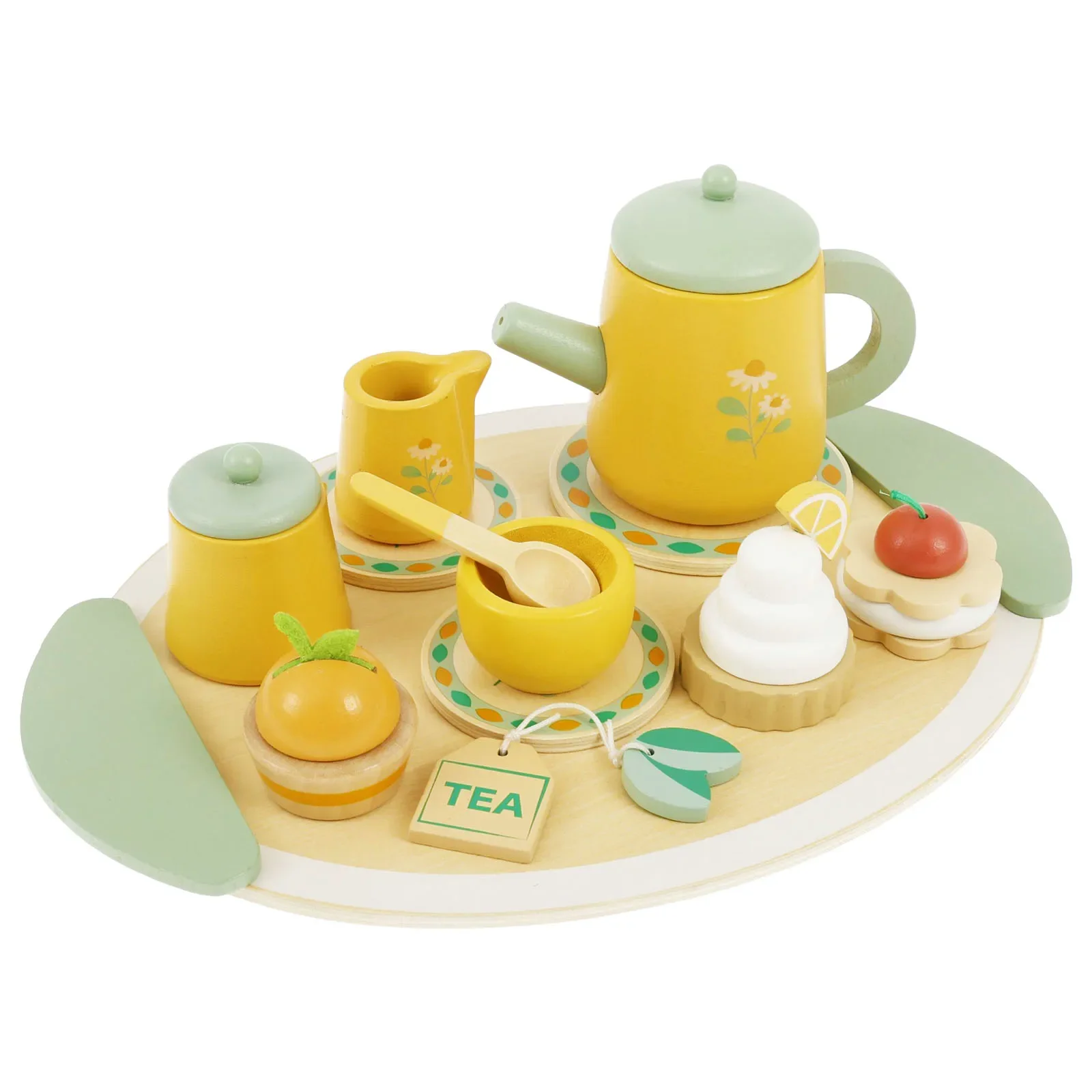 

Wooden Tea Party Cake Set Early Learning Tea Party Set Kid Simulation Kitchen Accessory for Kid Pretend Play Food Tea Party Toy
