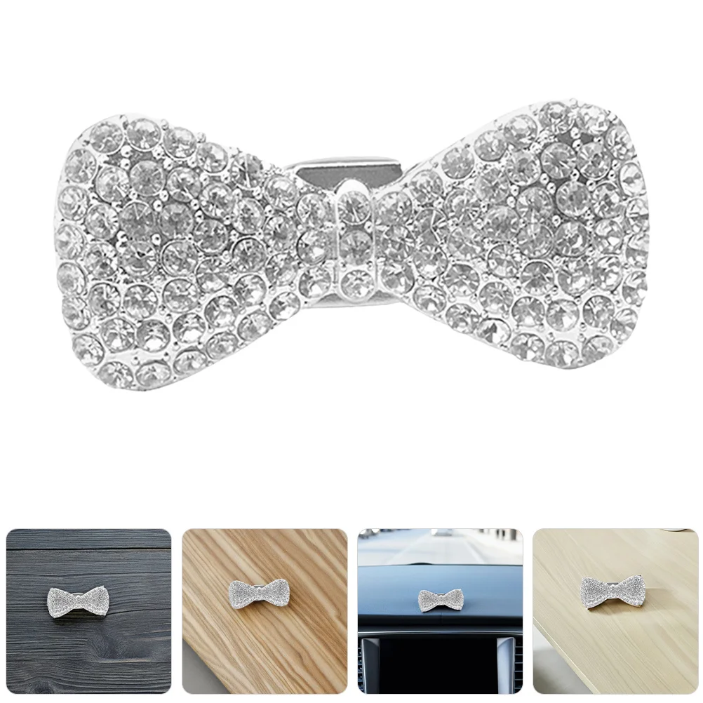 

2Pcs Car Air Vent Clips Sparkly Bow Rhinestone Decorative Accessories Easy Install Interior Charm Car Air Vent Clips