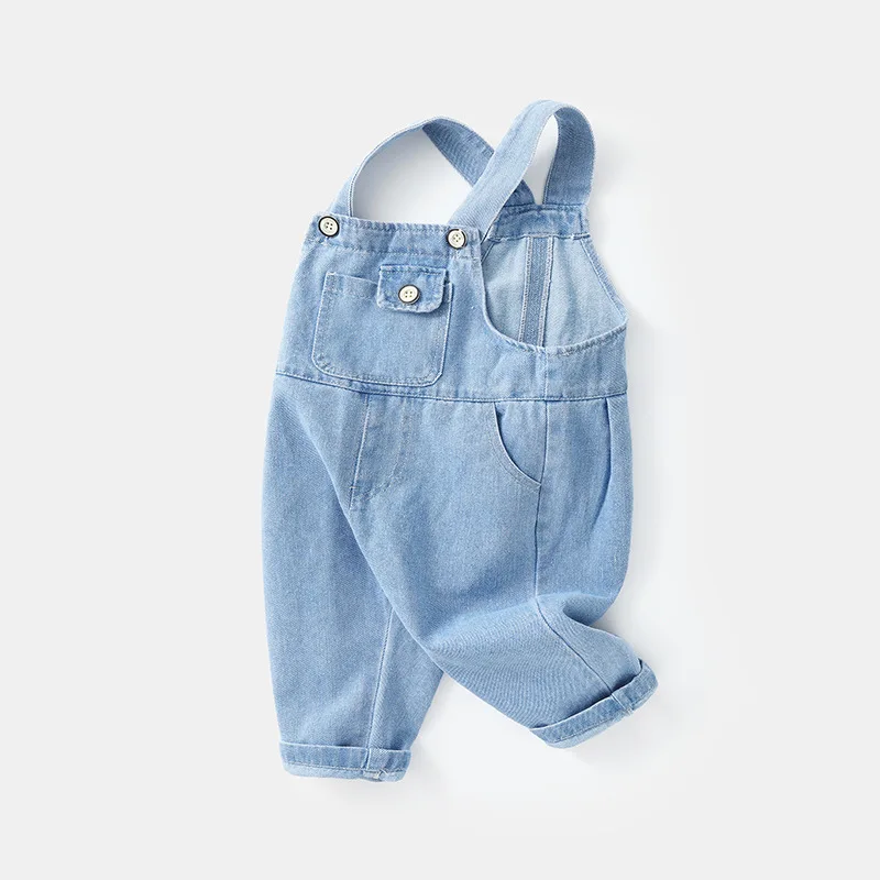 Korean Autumn Infant Babys Girls Jeans Toddler Girls Solid Denim Strappy Pants Loose Casual versatile Children Girls Suspenders