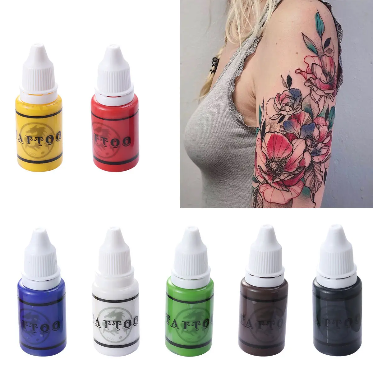 

7Pcs 15Ml Skin Tone Match Ink Pigment Set Eyebrow Lip Liner Natural Smooth Finish Ink