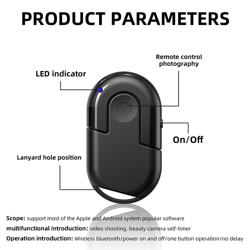 DT98 Wireless Bluetooth Remote Shutter Selfie Remote Control for Phone Camera Tripod Video Recorder 10M Range