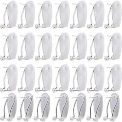 1 Box 30Pcs Earring Post Clips fingernail Earring Posts French Brass Silver Stud Earring Blank with Flat Pad Posts making kit
