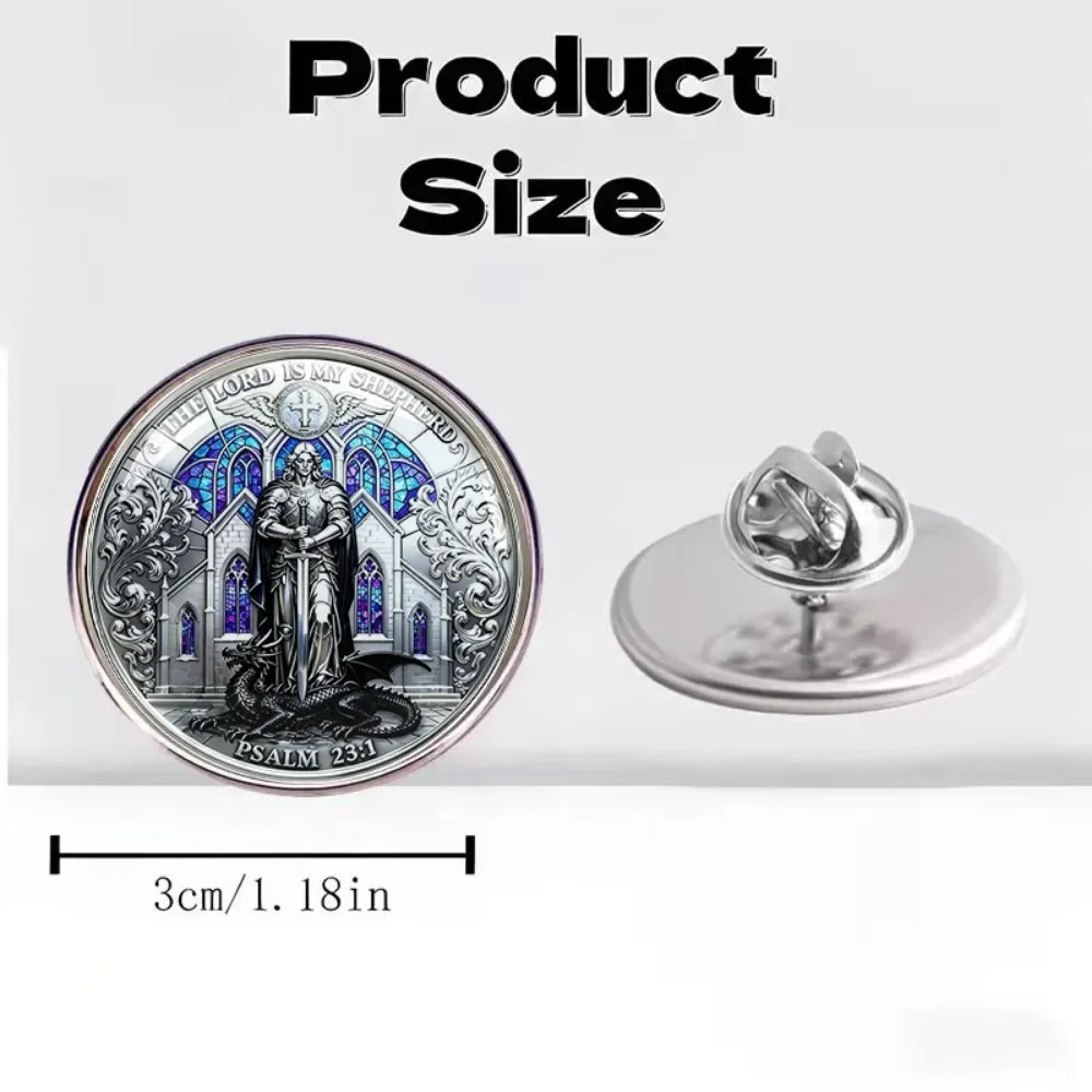 6-20Pcs 2DFLAT Saint George Dragon‑Slaying Lapel Pin, Religious Printed Stainless Steel Brooch, Medieval Art Badge for Wear Gift
