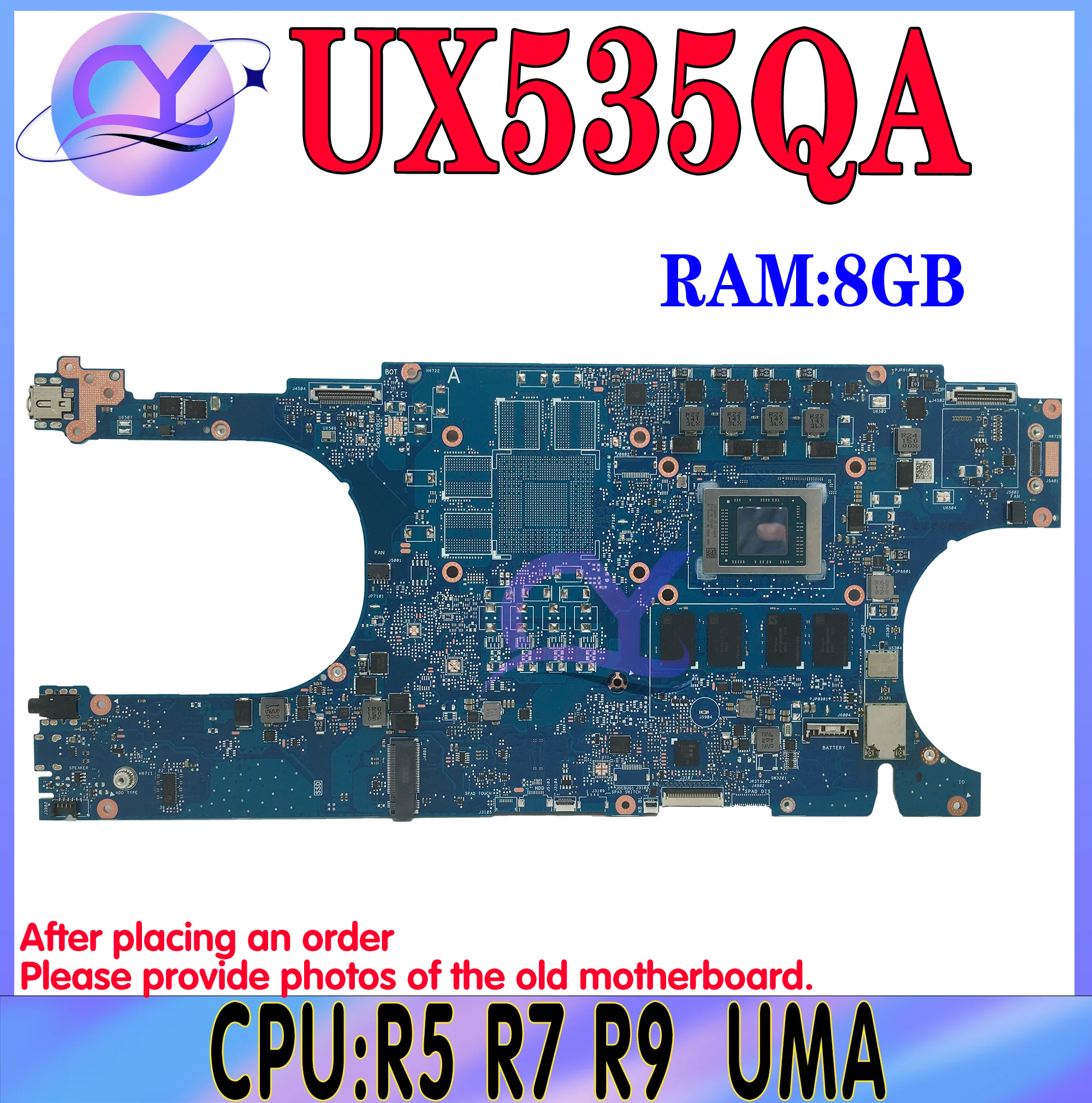 

UX535QE Mainboard For ASUS UX535Q UX535QA BM535QE UM535QE UM535 UM535QE BM535Q Laptop Motherboard R5 R7 R9-5th 8GB-RAM 100% Test