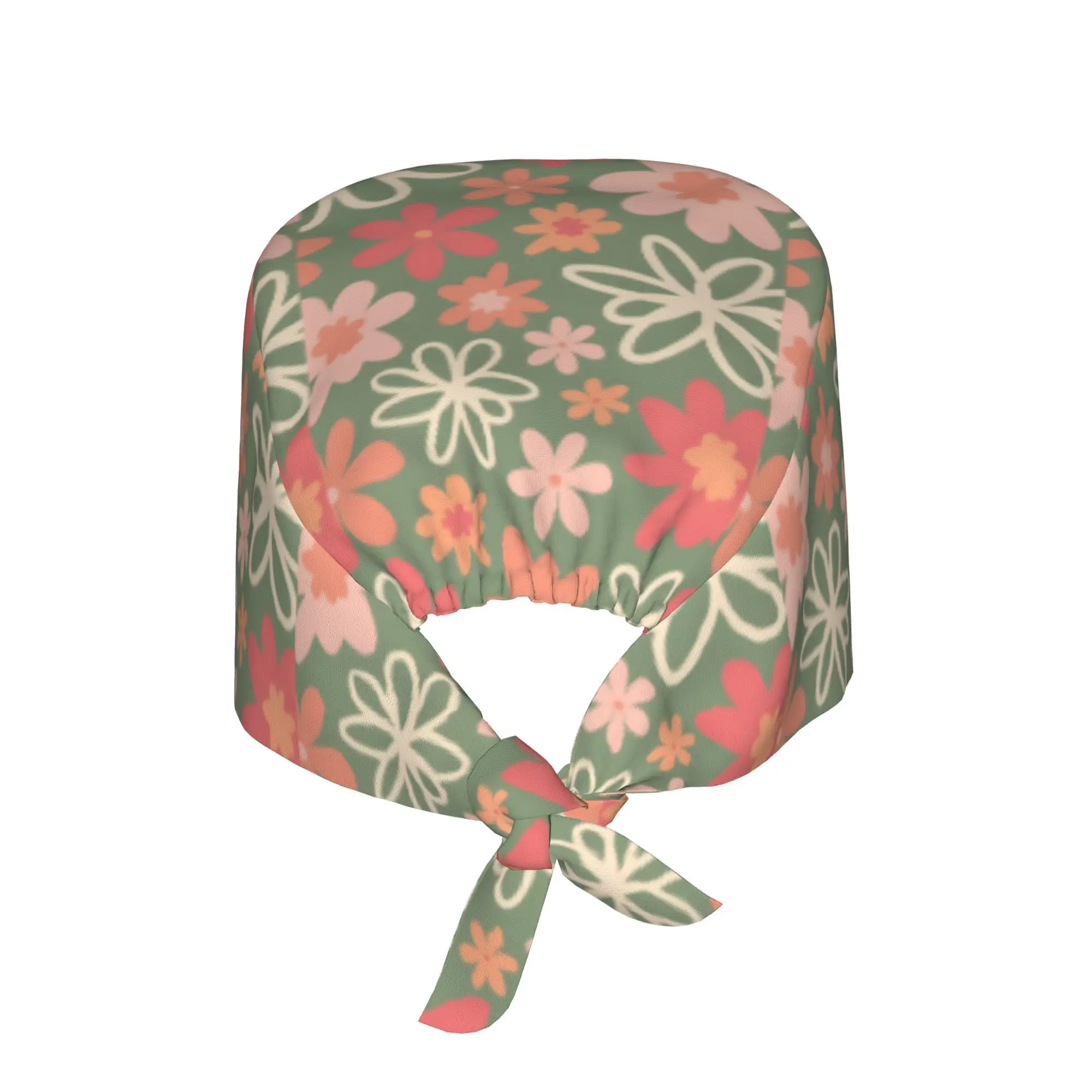 1pc Women's Stylish Printed Work Cap - Lightweight Adjustable Skull Cap, Tie-Back Nurse Hat, Dustproof Chef & Cooking Cap, Perfe
