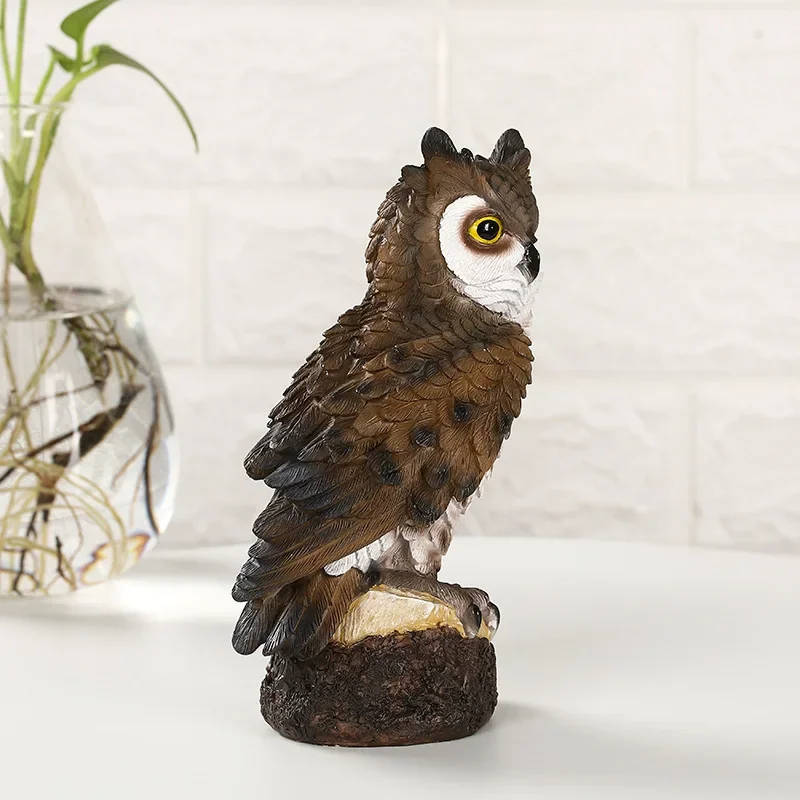 Cute Owl Creative Decoration Resin Animal Sculpture Garden Park Home Living Room Simulation Ornament Micro Landscape Statue Gift