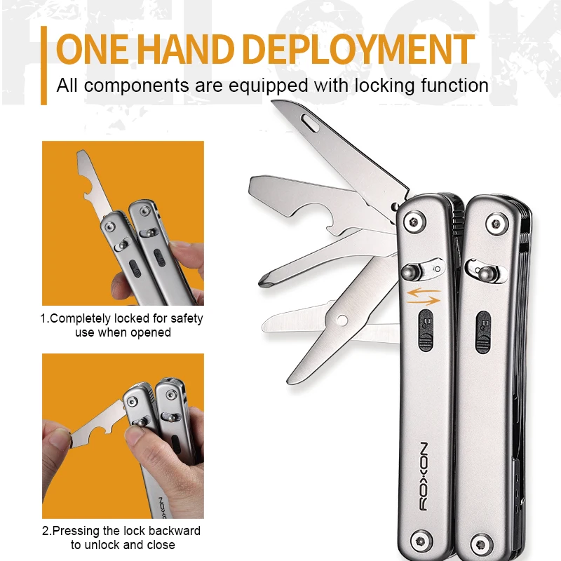 Roxon-S804 Flex Multi Tool, Open-Source Modular Design, Multitool personalizável para todos os dias Carry (EDC), Hobbies e Outdoors