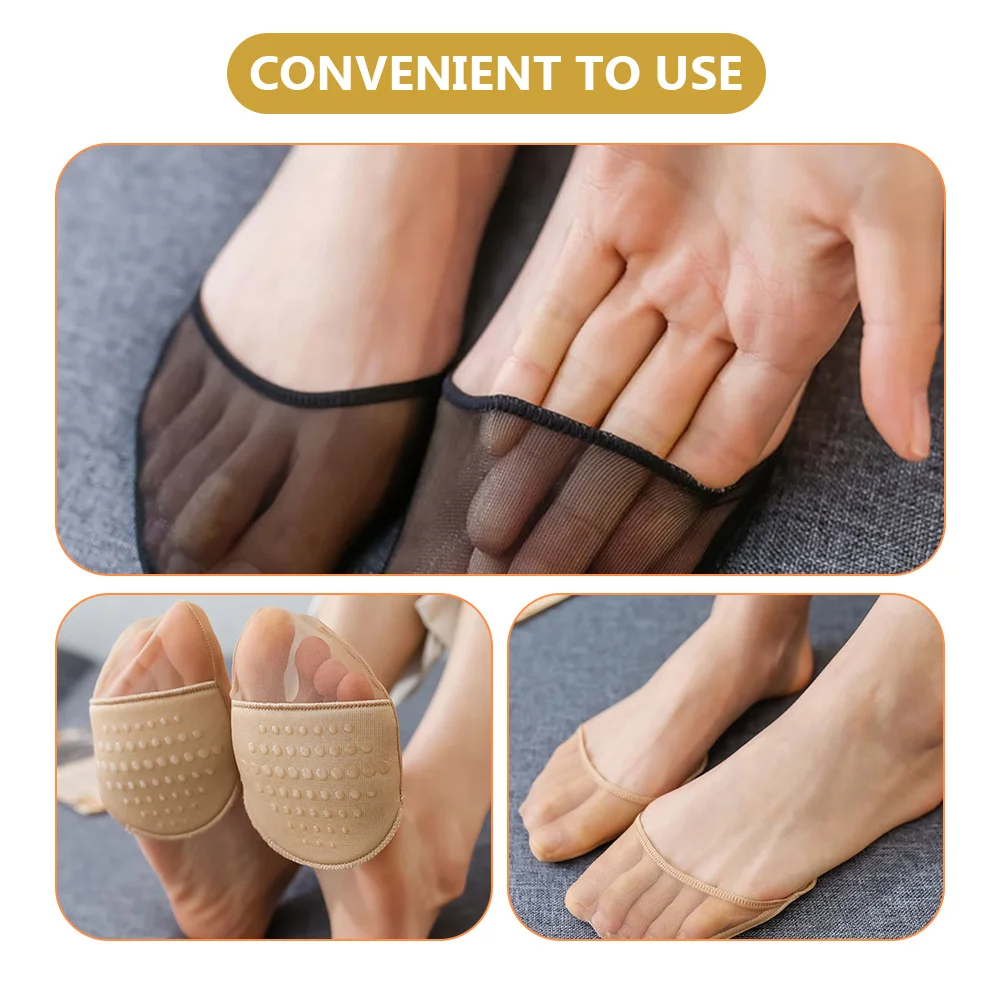 

4 Pairs Women's Half Palms Socks Breathable Soft Silicone Non- Invisible Thick Cushion Comfortable Metatarsal Pads